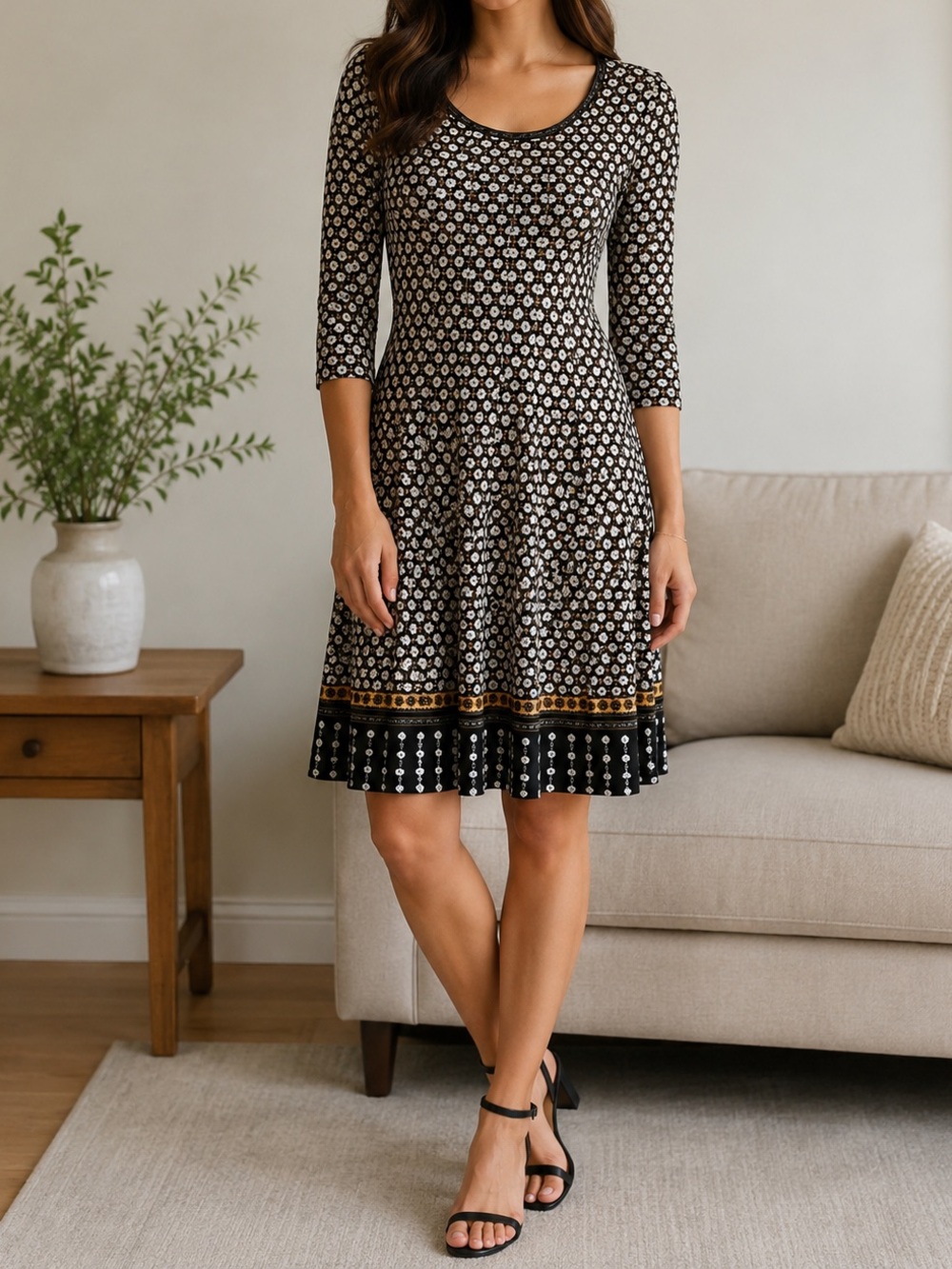 Max Studio Black Long Sleeve Sheath Dressโ Size M